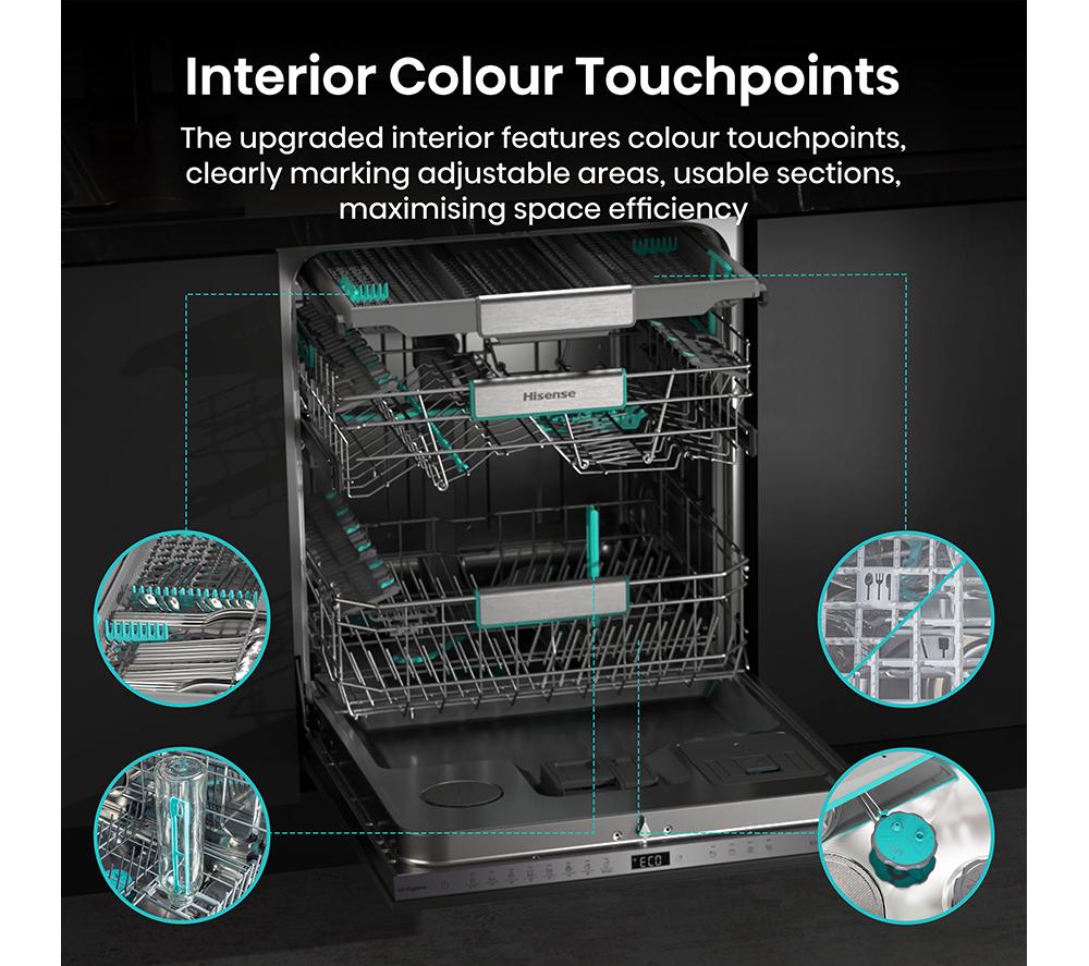 HISENSE UV Clean HV693A60UVADUK Full-size Fully Integrated WiFi-enabled Dishwasher image number 9 of 29