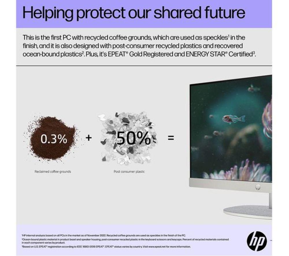 HP Pavilion 27-cr1006na 27" Refurbished All-in-One PC - Intel&reg; Core&trade; Ultra 7, 1 TB SSD, White (Very Good Condition) image number 8 of 15