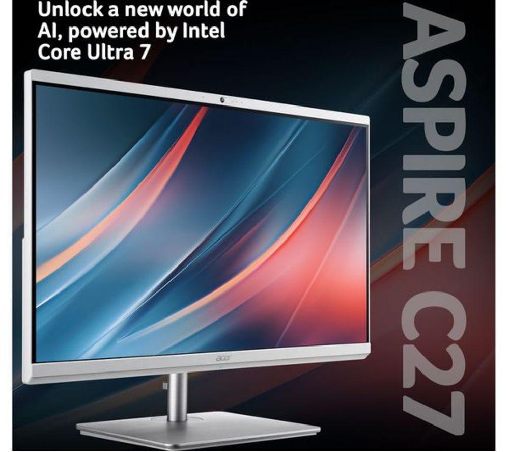 ACER Aspire C27-195ES 27" Refurbished All-in-One PC - Intel&reg; Core&trade; Ultra 7, 1 TB SSD, White (Very Good Condition) image number 2 of 7