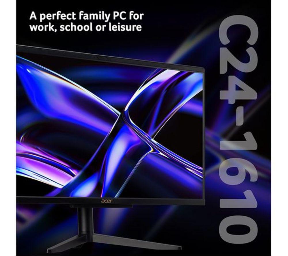 ACER Aspire C24-1610 23.8" Refurbished All-in-One PC - Intel&reg; Core&trade; i3, 512 GB SSD, Black (Very Good Condition) image number 2 of 7
