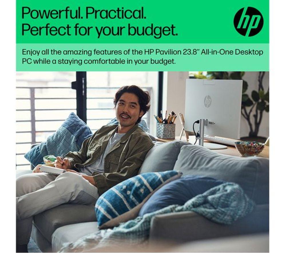 HP Pavilion 24-cr1007na 23.8" Refurbished All-in-One PC - Intel&reg; Core&trade; Ultra 5, 1 TB SSD, White (Very Good Condition) image number 7 of 15