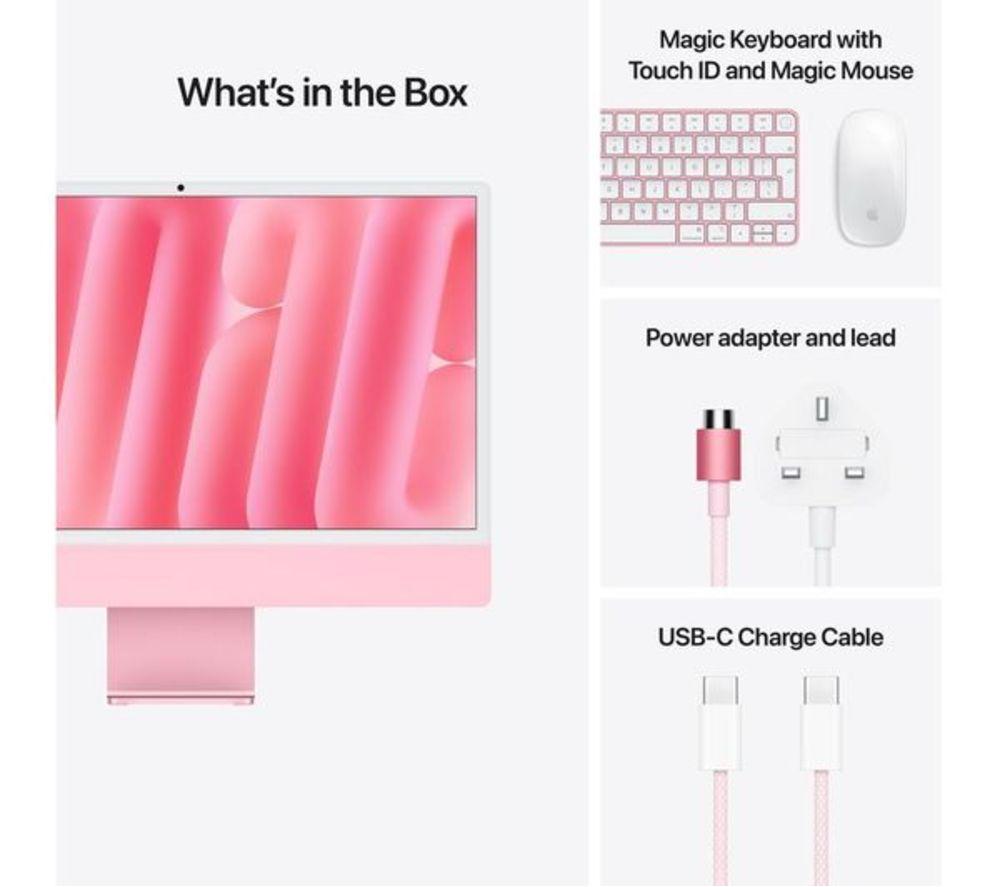 APPLE Refurbished iMac 4.5K 24" (2024) - M4, 512 GB SSD, Pink (Very Good Condition) image number 6 of 6