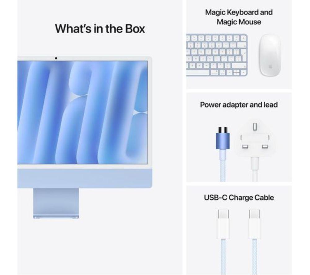 APPLE Refurbished iMac 4.5K 24" (2024) - M4, 256 GB SSD, Blue (Excellent Condition) image number 7 of 7