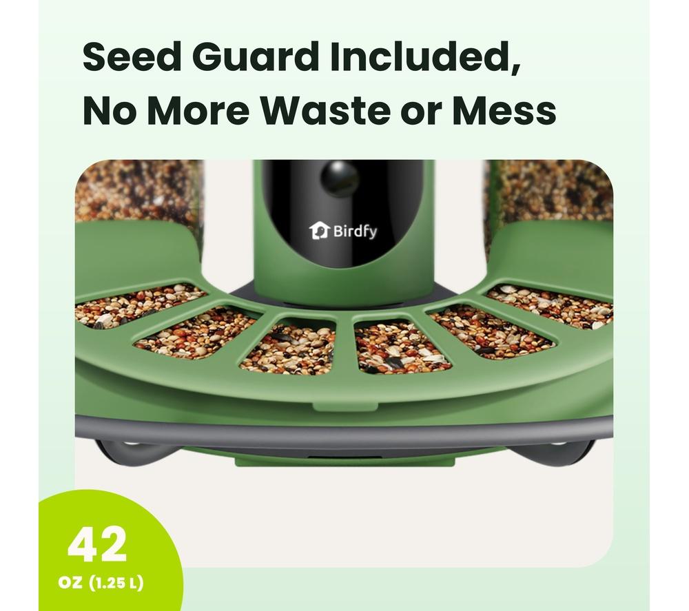 BIRDFY Feeder 2 Pro Smart Camera Bird Feeder with Solar Panel - Green image number 3 of 8