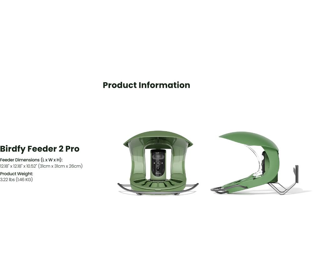 BIRDFY Feeder 2 Pro Smart Camera Bird Feeder with Solar Panel - Green image number 7 of 8