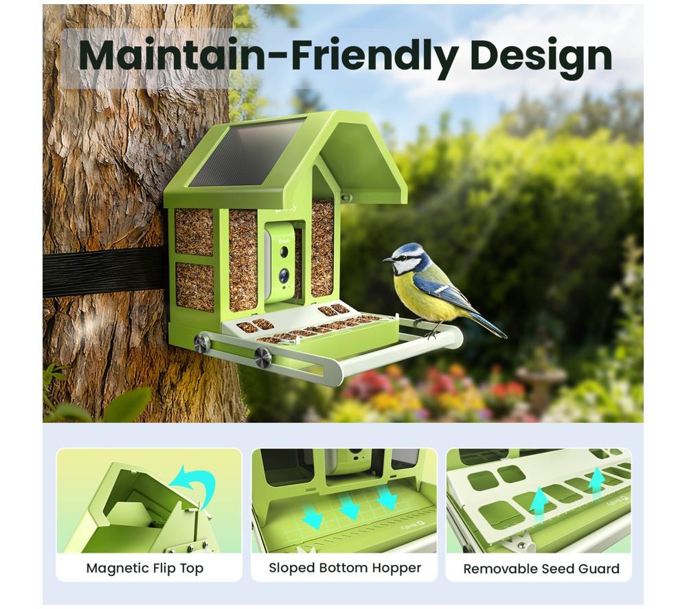 BIRDFY Smart Camera Bird Feeder with Solar Roof - Metal image number 4 of 10