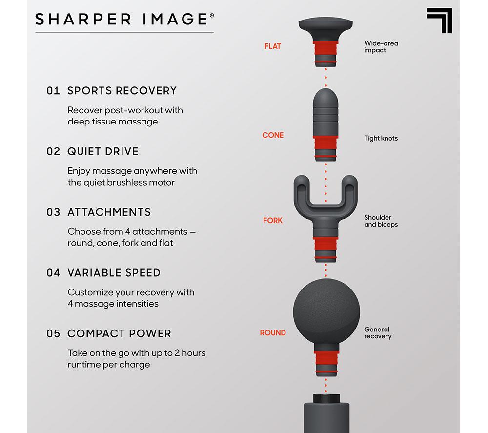 SHARPER IMAGE Powerboost Move Portable Percussion Massager - Grey image number 5 of 6