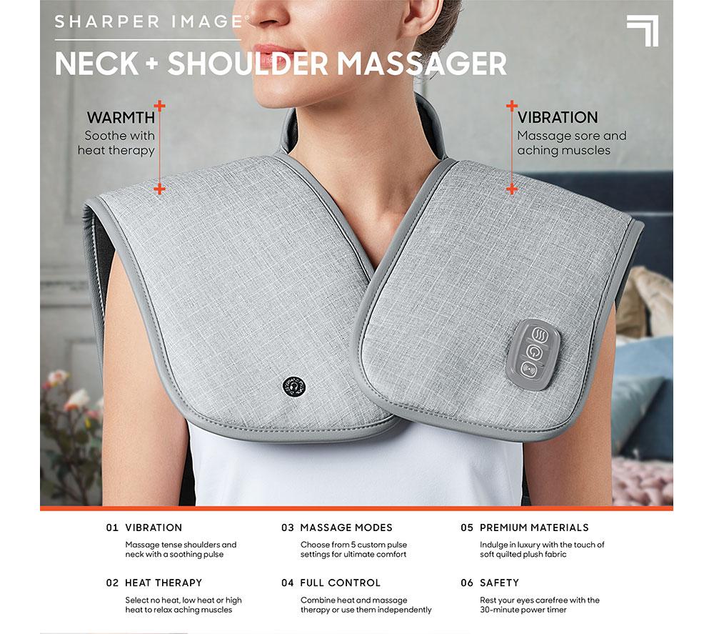 SHARPER IMAGE Heated Neck & Shoulder Massager Wrap - Grey image number 2 of 5