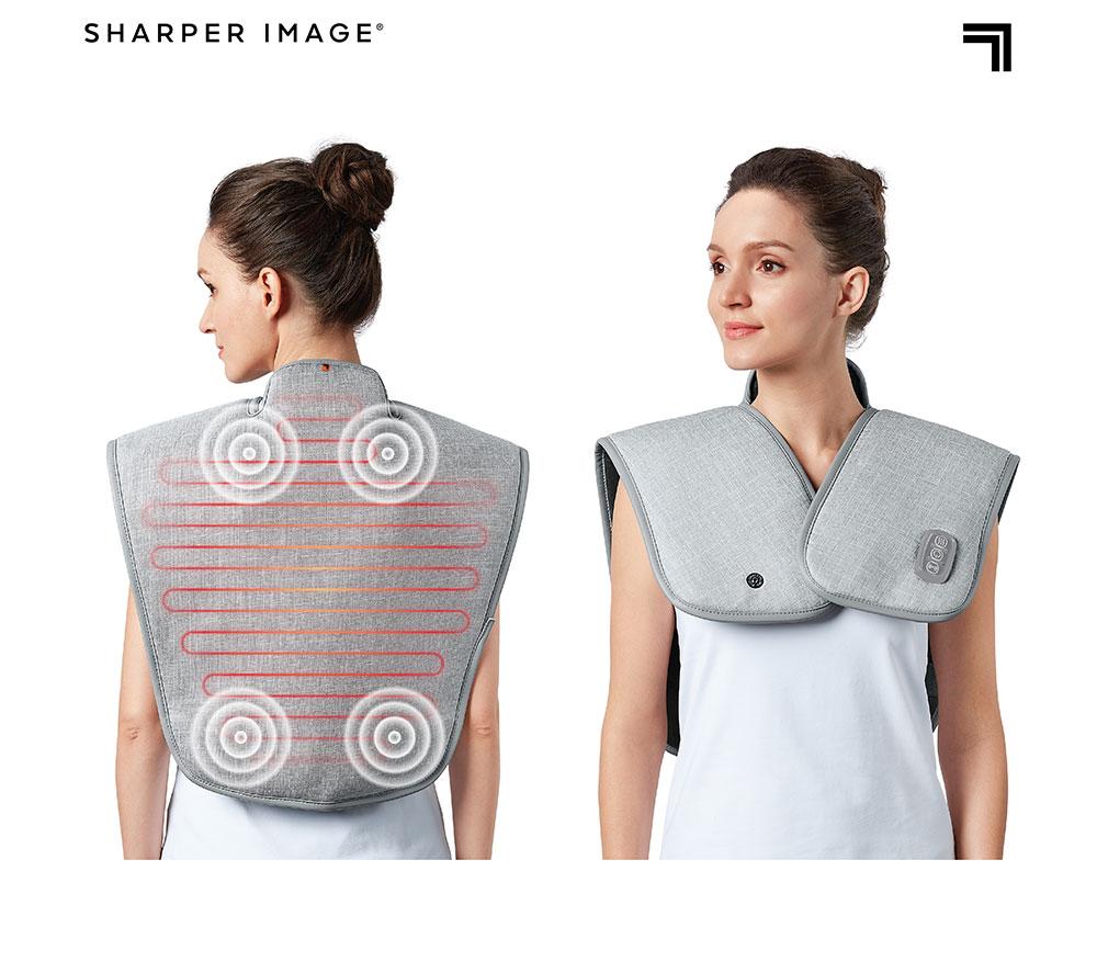 SHARPER IMAGE Heated Neck & Shoulder Massager Wrap - Grey image number 3 of 5