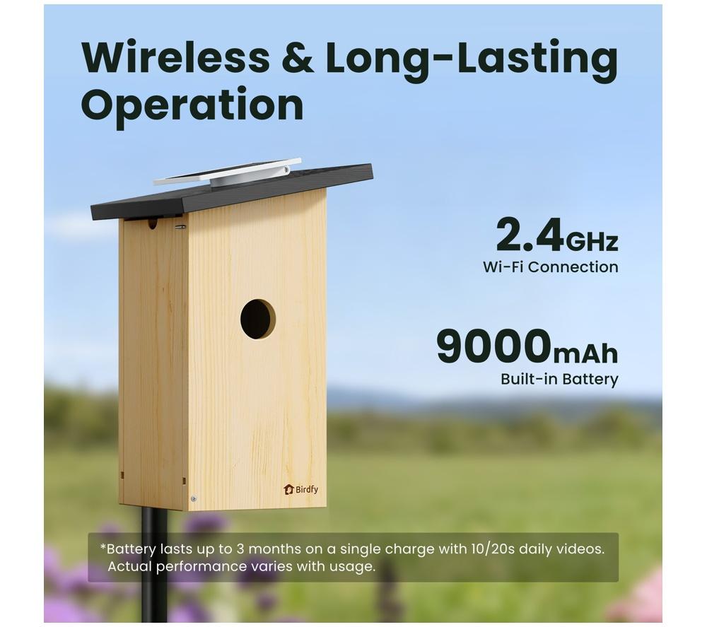 BIRDFY Ebony Lite Smart Bird House with Camera and Solar Panel image number 3 of 15
