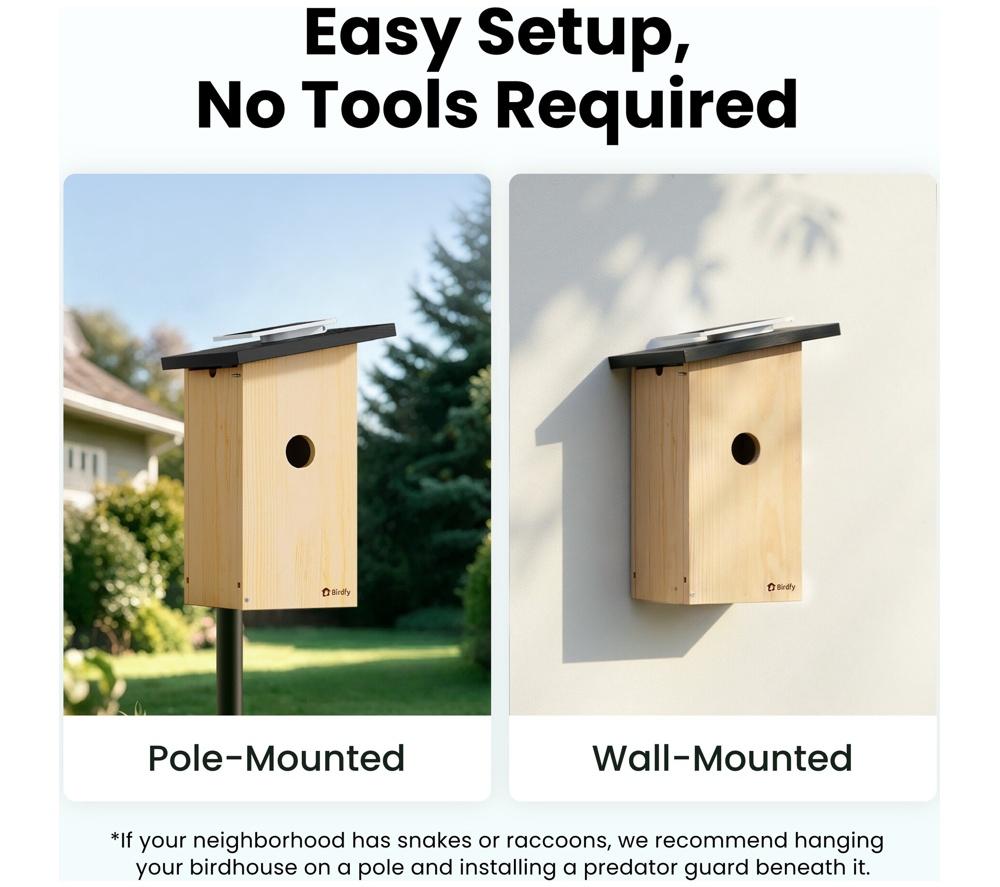 BIRDFY Ebony Lite Smart Bird House with Camera and Solar Panel image number 5 of 15