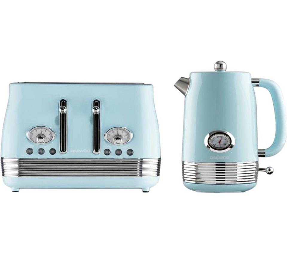 DAEWOO Denver SDA2848GE Jug Kettle & 4-Slice Toaster Bundle - Sky Blue