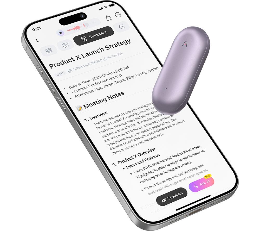 Plaud Notepin Digital Voice Recorder - 64 Gb, Purple, Purple