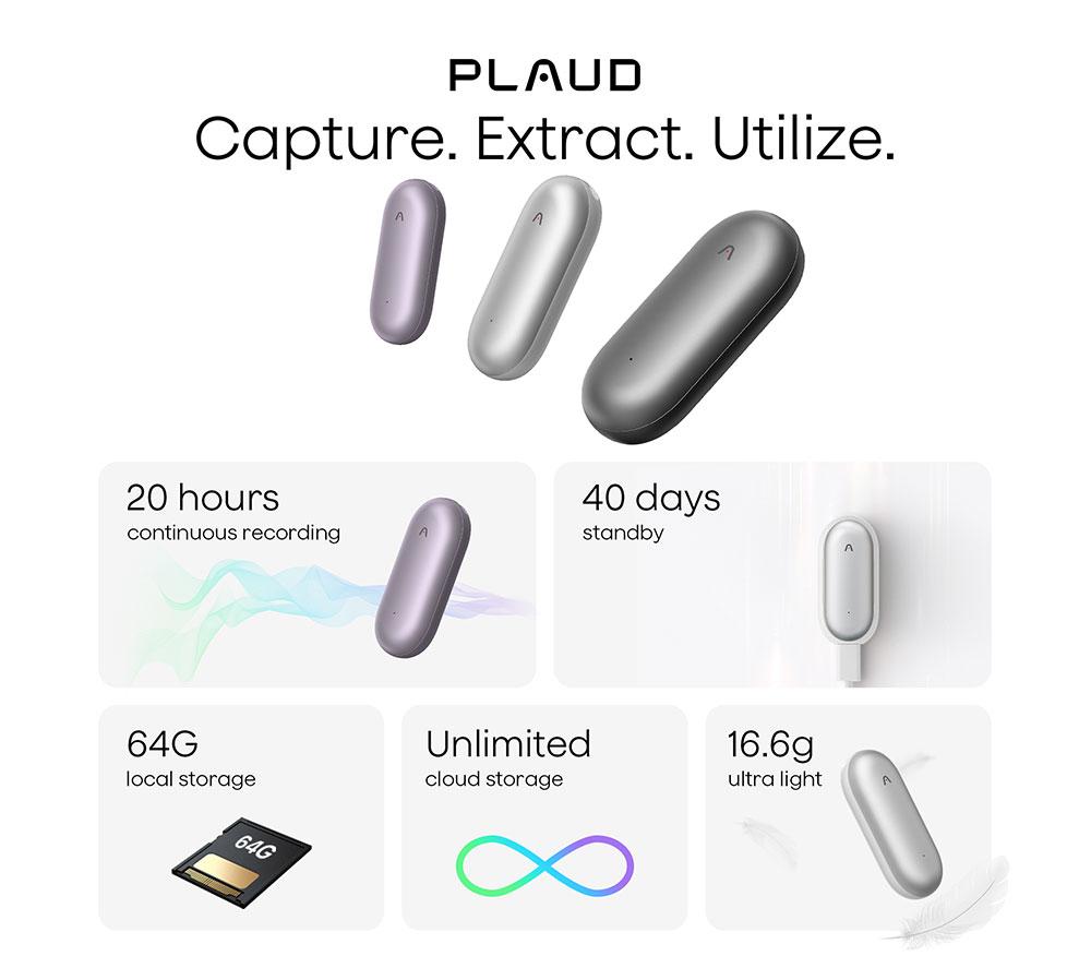 PLAUD NotePin Digital Voice Recorder - 64 GB, Purple image number 4 of 11