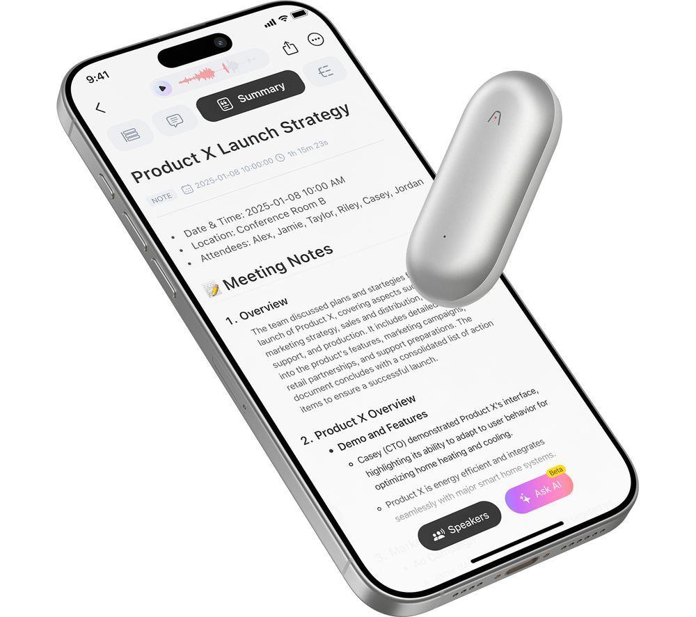 PLAUD NotePin Digital Voice Recorder - 64 GB, Silver image number 11 of 11
