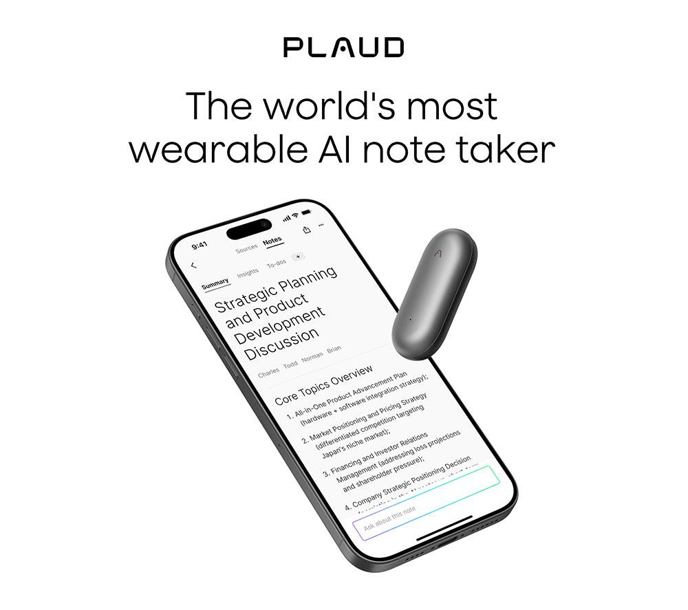 PLAUD NotePin Digital Voice Recorder - 64 GB, Grey image number 2 of 11