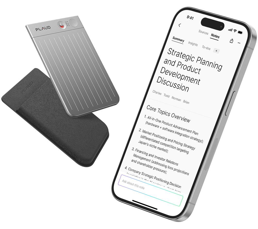 Plaud Note Ai Voice Recorder With Case - 64Gb, Silver, Silver/Grey