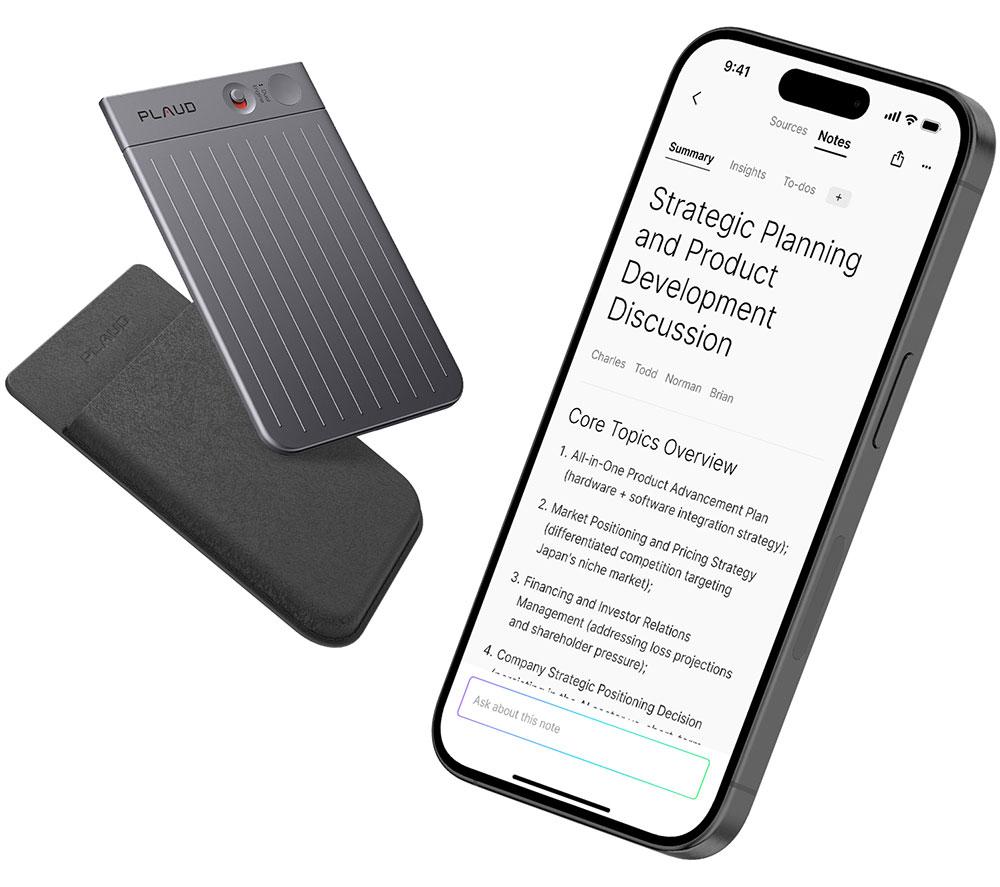 Plaud Note Ai Voice Recorder With Case - 64Gb, Black, Silver/Grey,Black