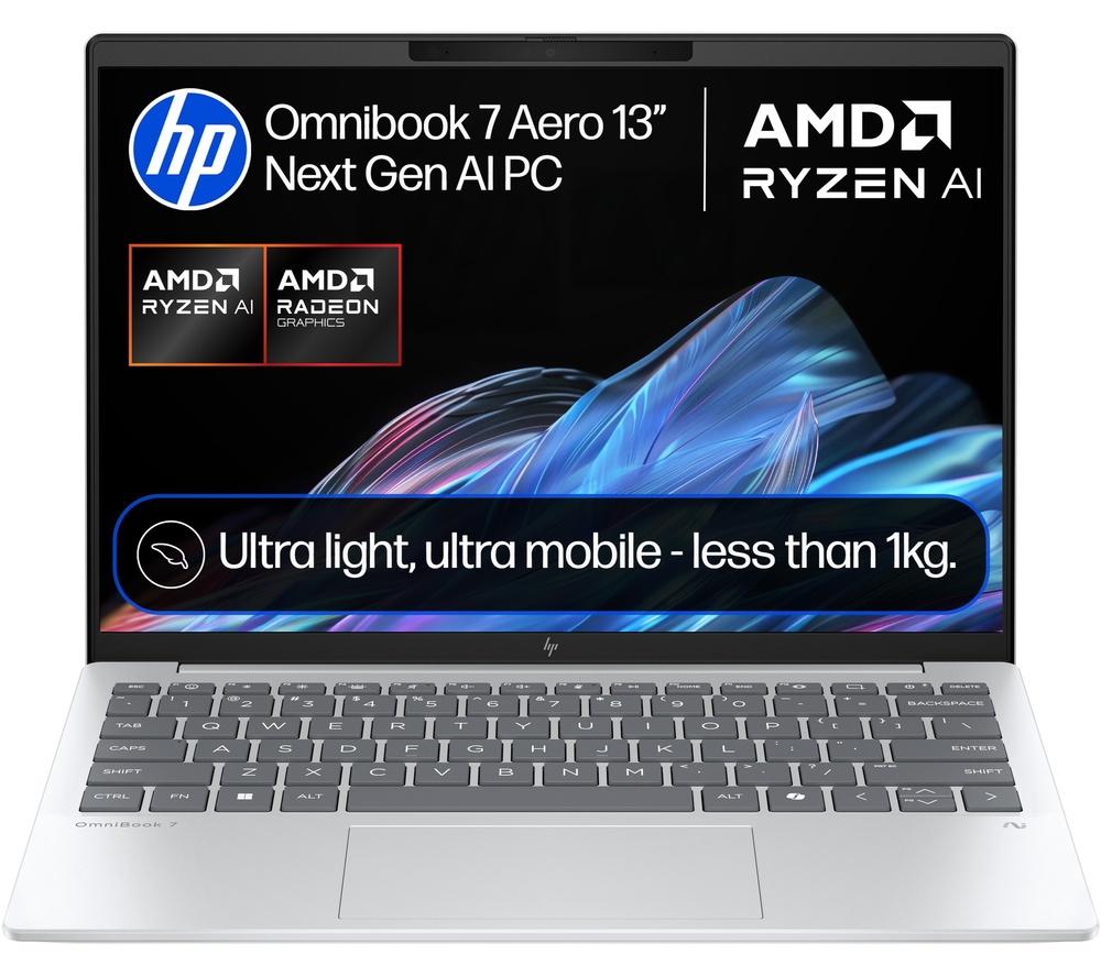 HP OmniBook 7 Aero NGAI 13.3inch Laptop - AMD Ryzen™ AI 5, 512 GB SSD, Glacier Silver
