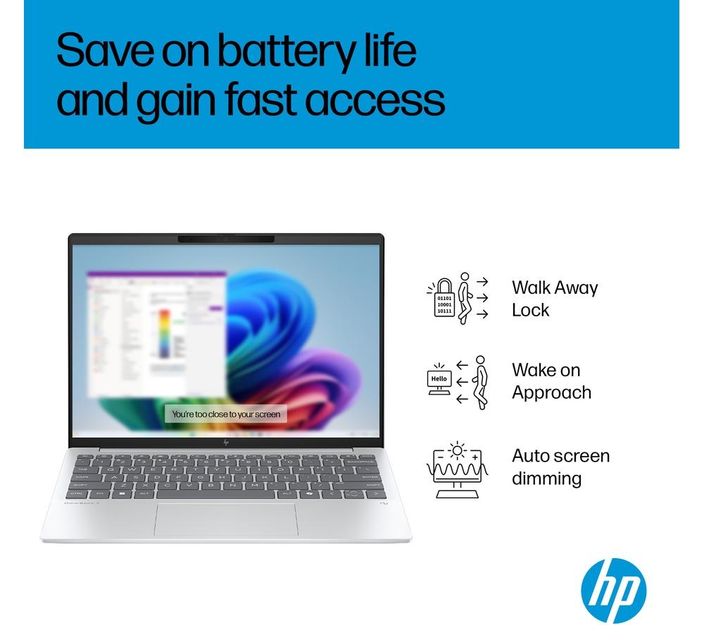 HP OmniBook 7 Aero NGAI 13.3" Laptop - AMD Ryzen AI 5, 512 GB SSD, Glacier Silver image number 7 of 24