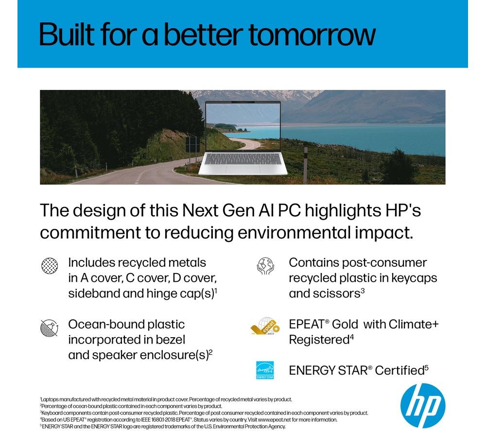 HP OmniBook 7 Aero NGAI 13.3" Laptop - AMD Ryzen AI 5, 512 GB SSD, Glacier Silver image number 10 of 24