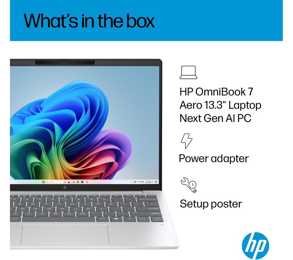 HP OmniBook 7 Aero NGAI 13.3" Laptop - AMD Ryzen AI 5, 512 GB SSD, Glacier Silver image number 13 of 24