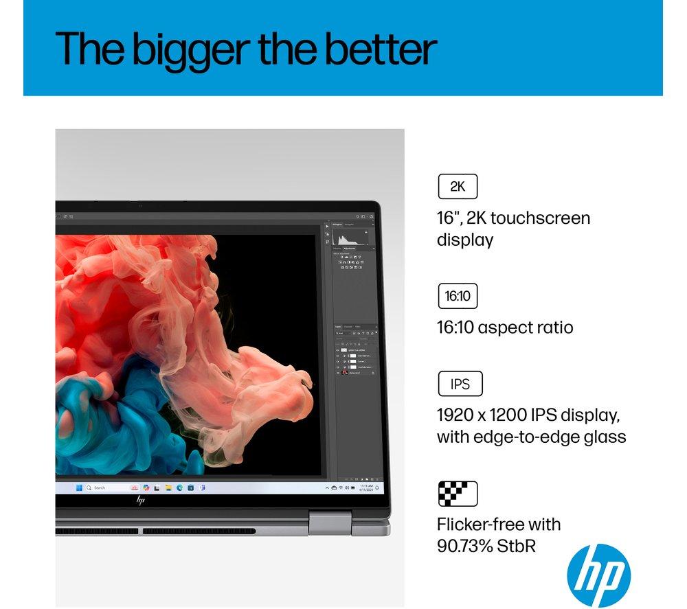 HP OmniBook X Flip NGAI 16" 2 in 1 Laptop - AMD Ryzen AI 5, 512 GB SSD, Meteor Silver image number 7 of 31