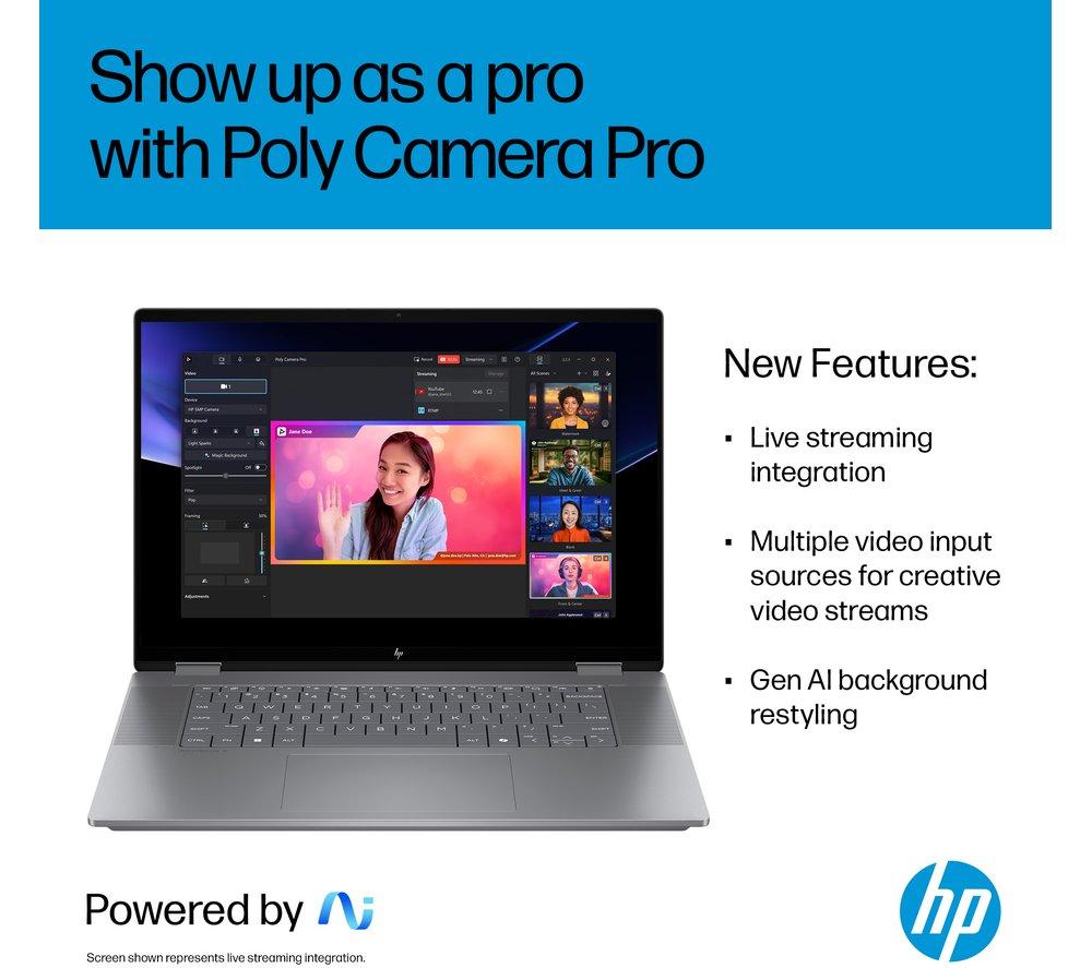 HP OmniBook X Flip NGAI 16" 2 in 1 Laptop - AMD Ryzen AI 5, 512 GB SSD, Meteor Silver image number 11 of 31