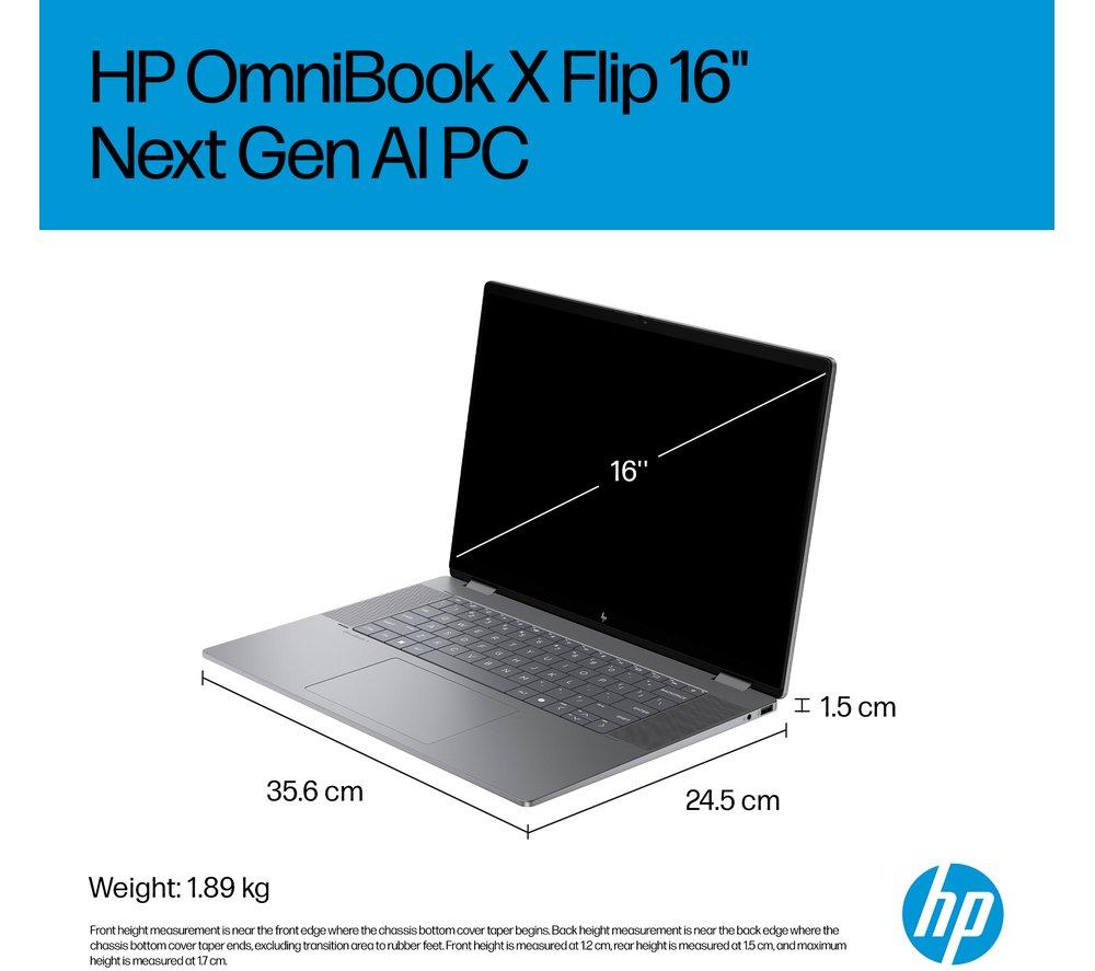 HP OmniBook X Flip NGAI 16" 2 in 1 Laptop - AMD Ryzen AI 5, 512 GB SSD, Meteor Silver image number 15 of 31