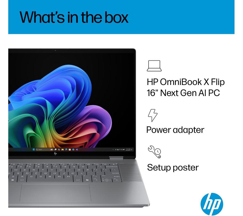 HP OmniBook X Flip NGAI 16" 2 in 1 Laptop - AMD Ryzen AI 5, 512 GB SSD, Meteor Silver image number 17 of 31