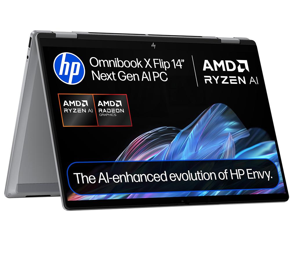 HP OmniBook X Flip NGAI 14" 2 in 1 Laptop - AMD Ryzen AI 5, 512 GB SSD, Meteor Silver