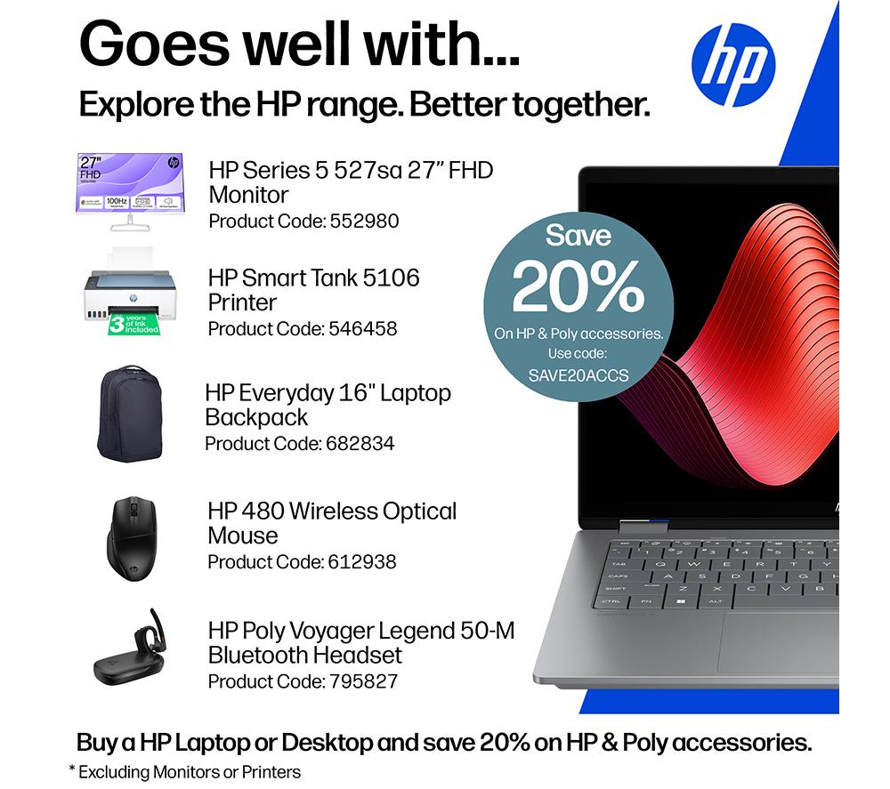 HP OmniBook X Flip NGAI 14" 2 in 1 Laptop - AMD Ryzen AI 5, 512 GB SSD, Meteor Silver image number 3 of 28