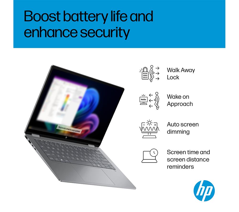 HP OmniBook X Flip NGAI 14" 2 in 1 Laptop - AMD Ryzen AI 5, 512 GB SSD, Meteor Silver image number 7 of 28