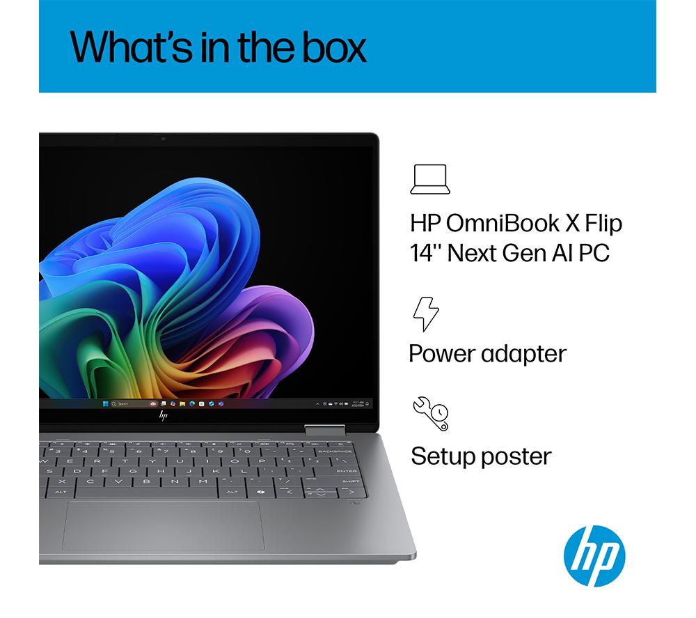 HP OmniBook X Flip NGAI 14" 2 in 1 Laptop - AMD Ryzen AI 5, 512 GB SSD, Meteor Silver image number 14 of 28