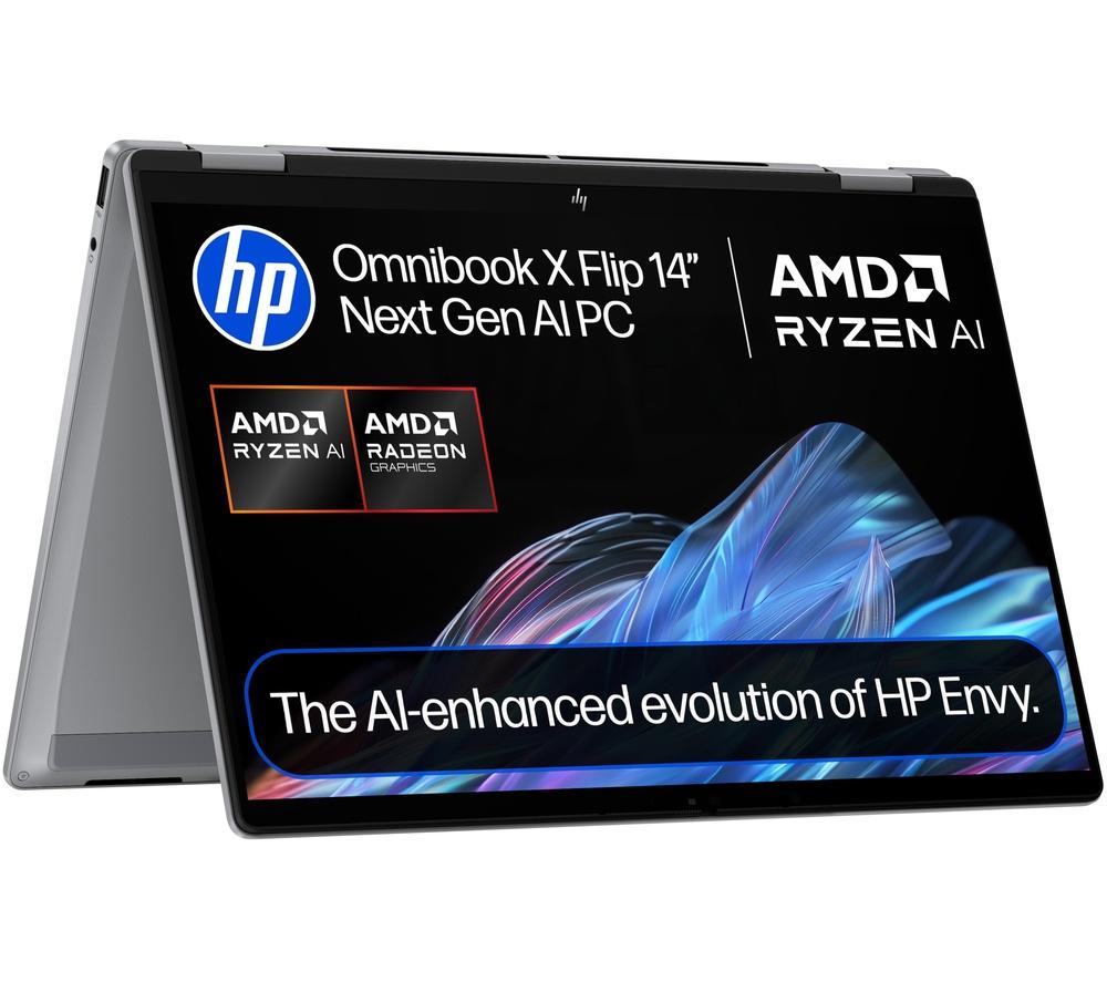 HP OmniBook X Flip NGAI 14" 2 in 1 Laptop - AMD Ryzen AI 7, 1 TB SSD, Meteor Silver