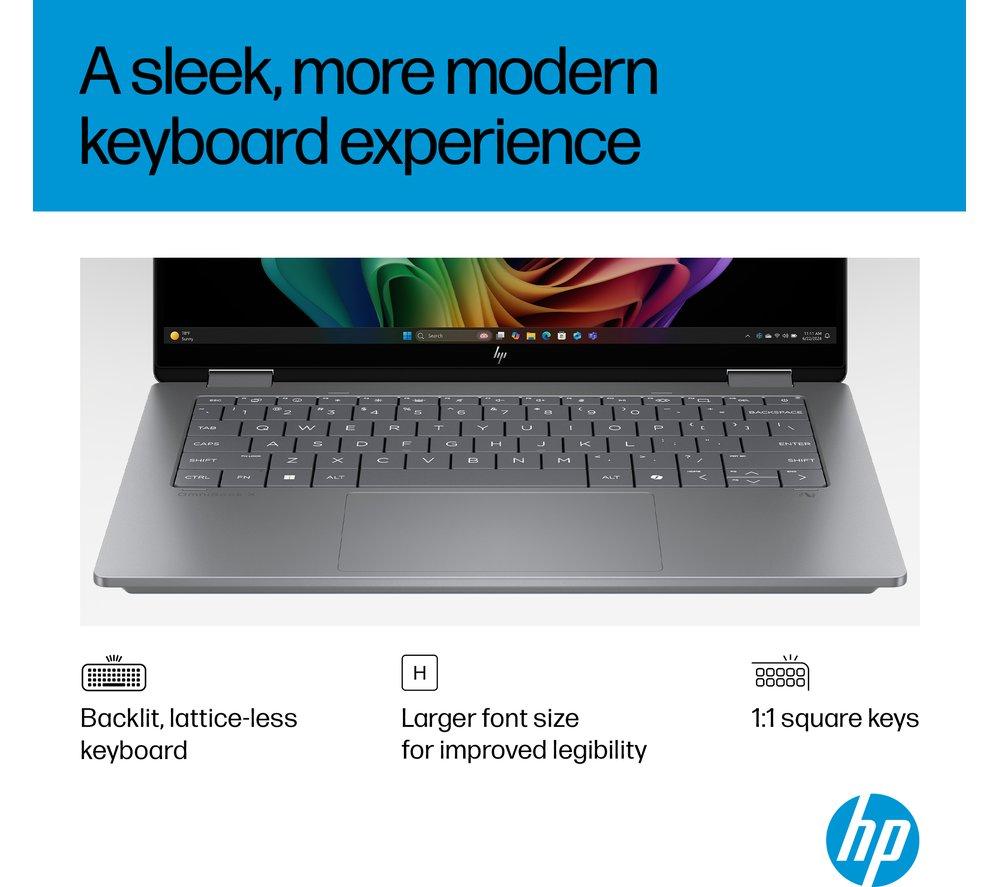 HP OmniBook X Flip NGAI 14" 2 in 1 Laptop - AMD Ryzen AI 7, 1 TB SSD, Meteor Silver image number 6 of 28