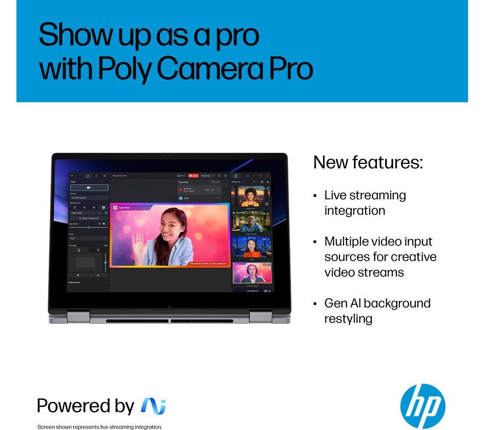 HP OmniBook X Flip NGAI 14" 2 in 1 Laptop - AMD Ryzen AI 7, 1 TB SSD, Meteor Silver image number 10 of 28