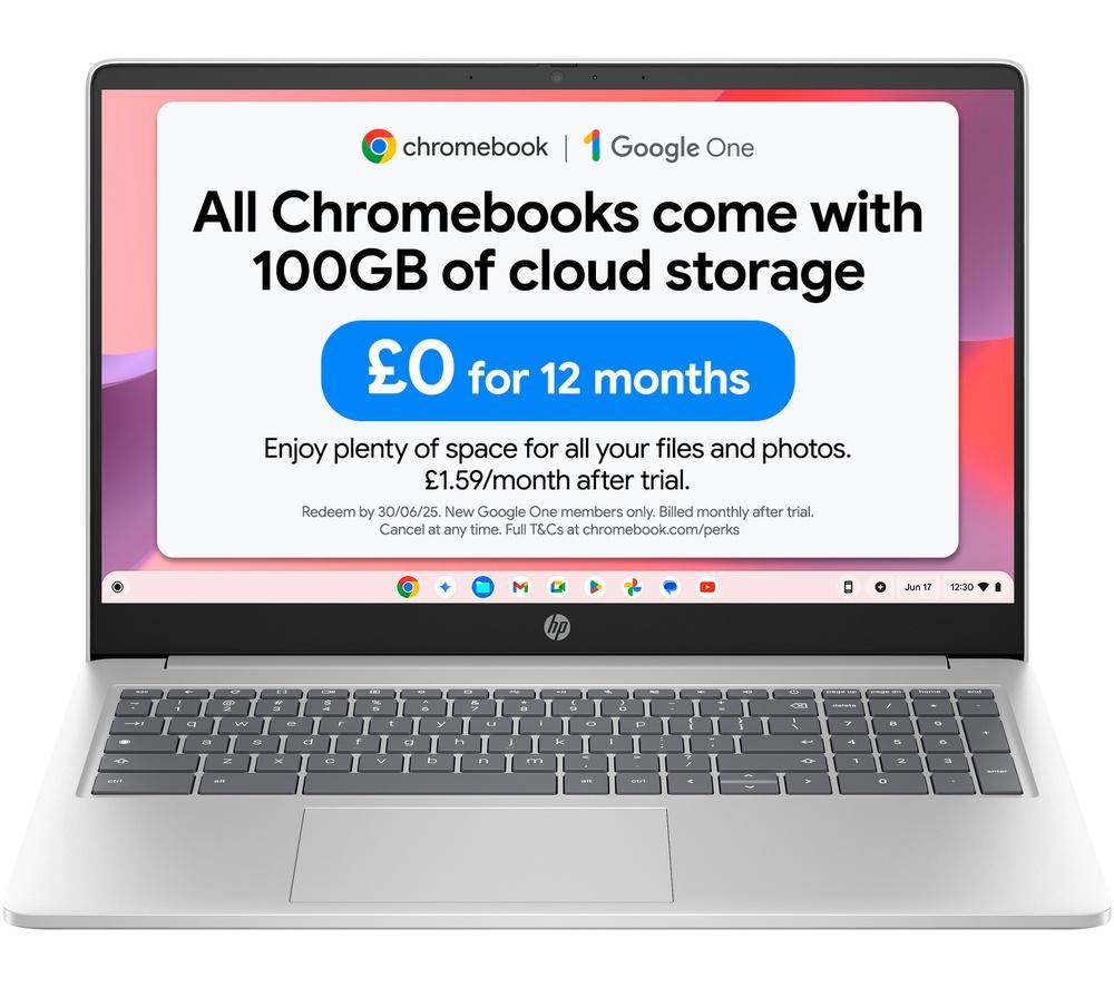 HP 15a-nb0503sa 15.6inch Chromebook - Intel®N100, 128 GB UFS, Silver