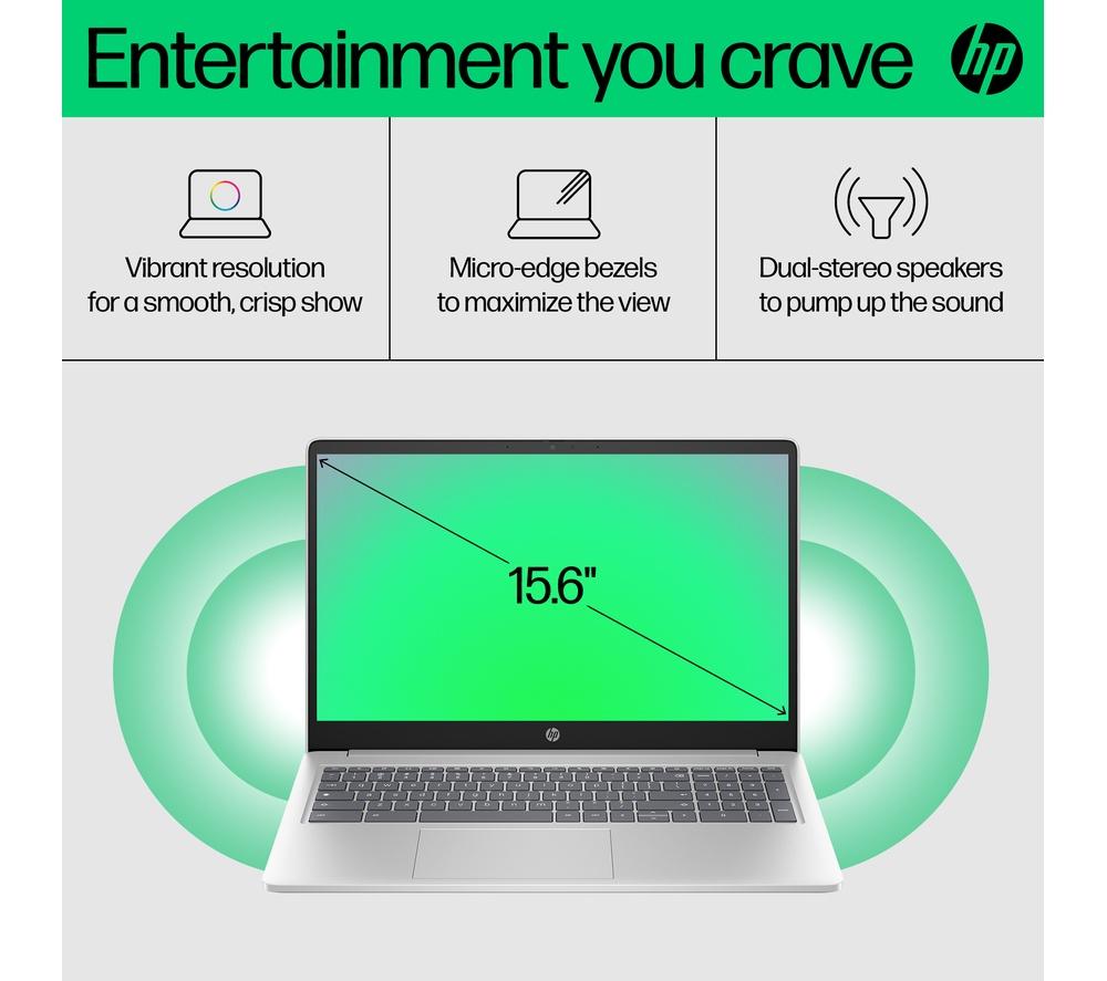 HP 15a-nb0503sa 15.6" Chromebook - Intel&reg; N100, 128 GB UFS, Silver image number 5 of 19