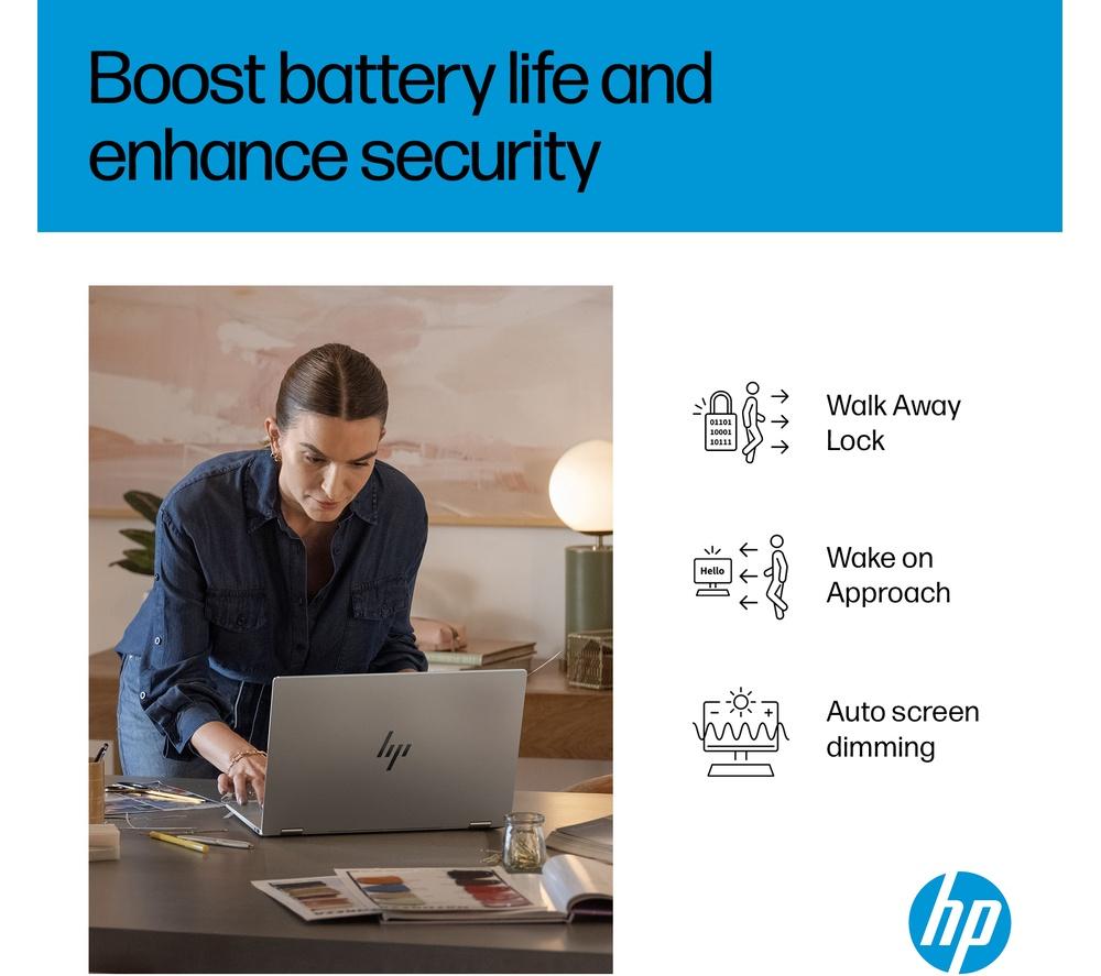 HP OmniBook X Flip NGAI 16" 2 in 1 Laptop, Copilot+ PC - Intel&reg; Core&trade; Ultra 7, 1 TB SSD, Glacier Silver image number 7 of 31