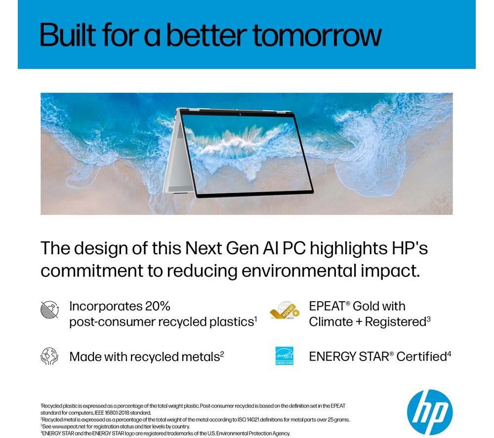 HP OmniBook X Flip NGAI 16" 2 in 1 Laptop, Copilot+ PC - Intel&reg; Core&trade; Ultra 7, 1 TB SSD, Glacier Silver image number 15 of 31