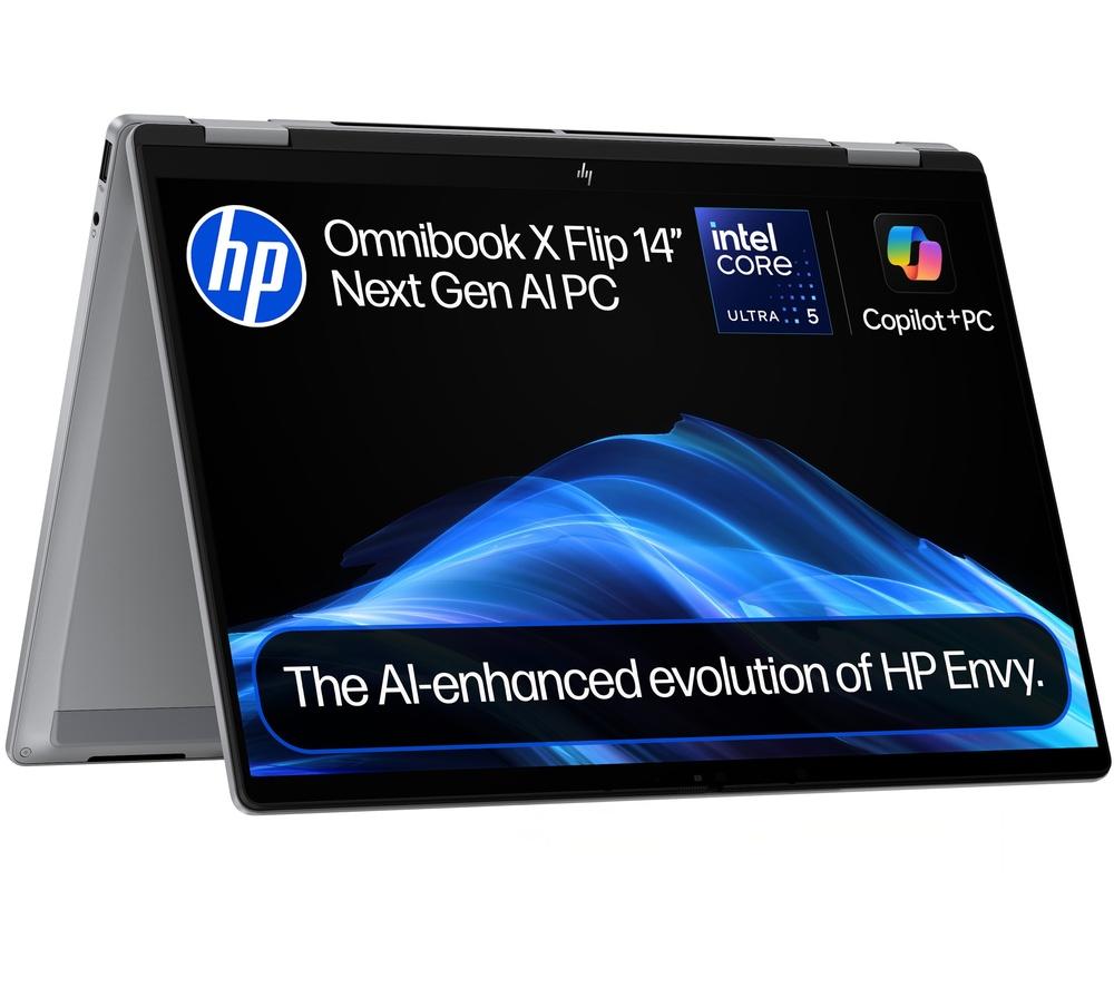 HP OmniBook X Flip 14" 2 in 1 Laptop, Copilot+ PC - Intel Core Ultra 5, 512 GB SSD, Silver