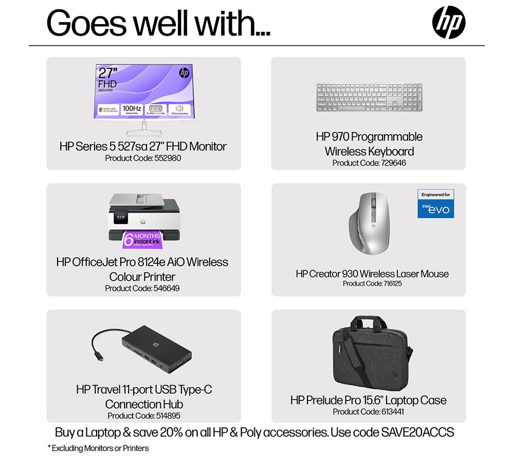 HP OmniBook X 14" 2 in 1 Laptop, Copilot+ PC - Intel® Core™ Ultra 5, 512 GB SSD, Silver