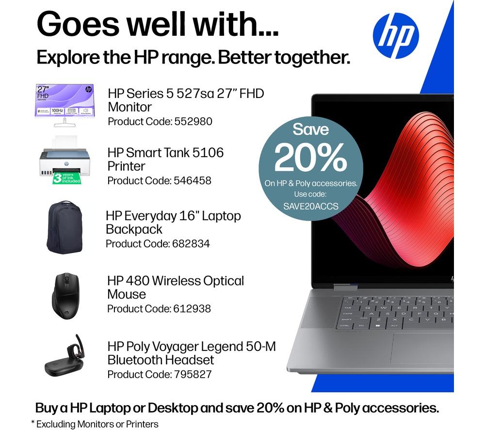 HP OmniBook X Flip NGAI 16" 2 in 1 Laptop - AMD Ryzen AI 7, 512 GB SSD, Meteor Silver image number 3 of 31