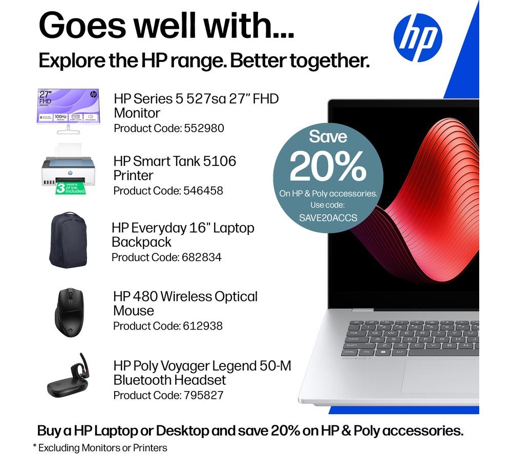 HP OmniBook 7 NGAI 17.3" Laptop - Intel&reg; Core&trade; Ultra 7, 1 TB SSD, 16GB RAM, Silver image number 3 of 28