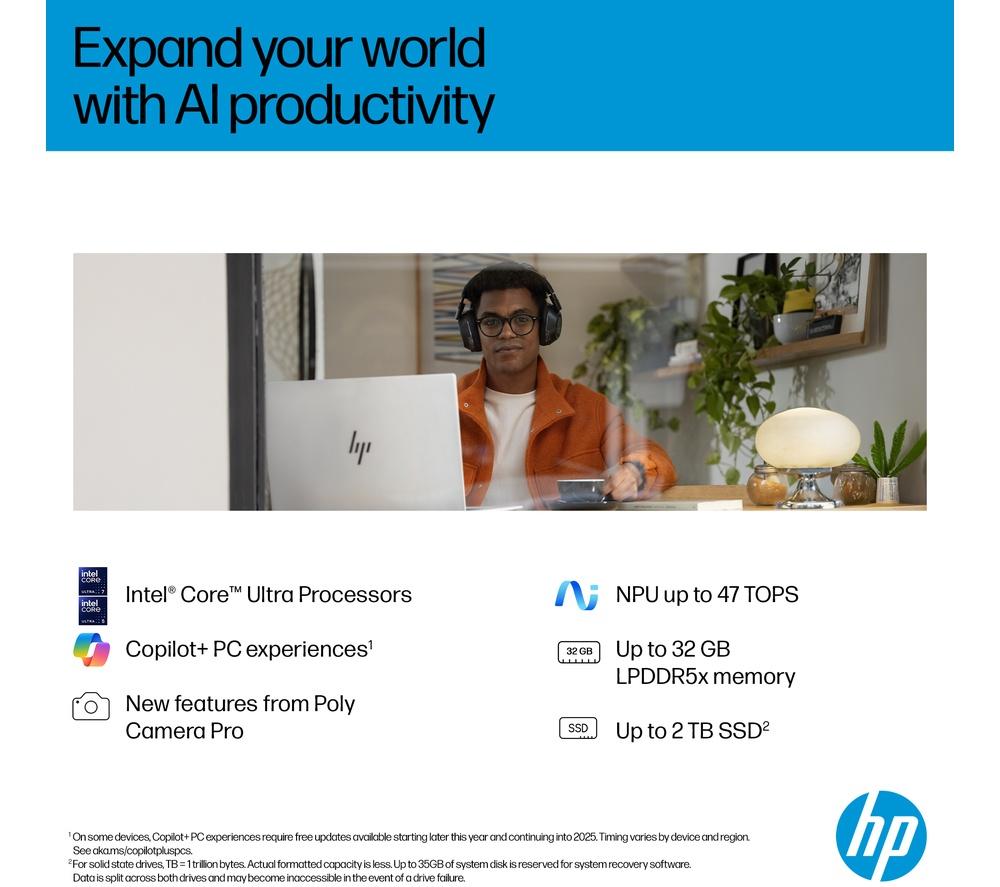 HP OmniBook 7 NGAI 17.3" Laptop - Intel&reg; Core&trade; Ultra 7, 1 TB SSD, 16GB RAM, Silver image number 5 of 28