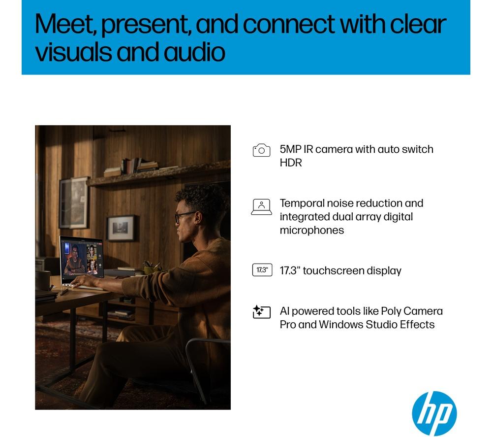 HP OmniBook 7 NGAI 17.3" Laptop - Intel&reg; Core&trade; Ultra 7, 1 TB SSD, 16GB RAM, Silver image number 9 of 28