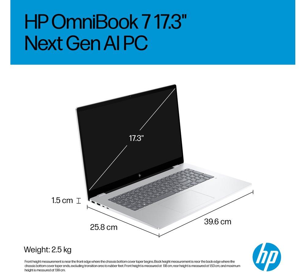 HP OmniBook 7 NGAI 17.3" Laptop - Intel&reg; Core&trade; Ultra 7, 1 TB SSD, 16GB RAM, Silver image number 12 of 28
