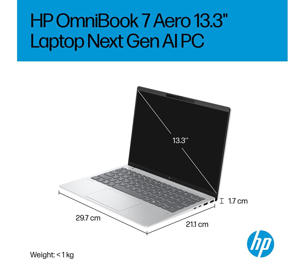 HP OmniBook 7 Aero 13.3" Laptop - AMD Ryzen AI 7, 1 TB SSD, Silver image number 12 of 24