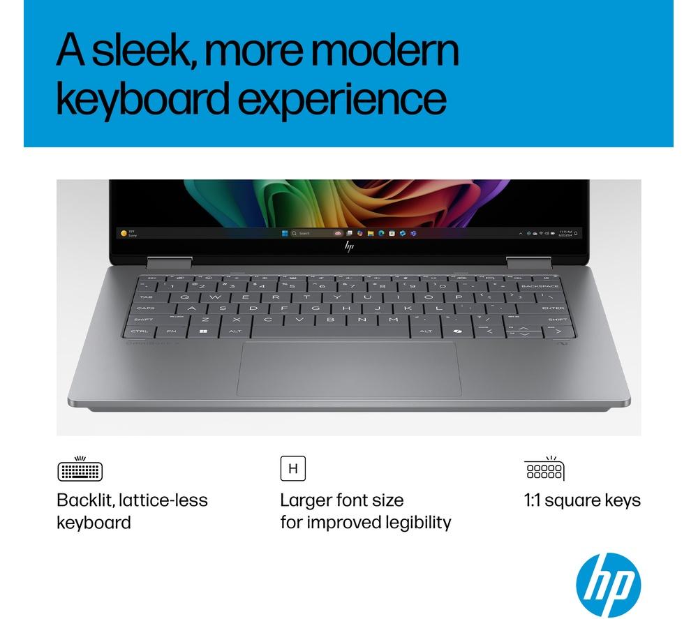 HP OmniBook X Flip NGAI 14" 2 in 1 Laptop - Intel&reg; Core&trade; Ultra 7, 1 TB SSD, Meteor Silver image number 6 of 29